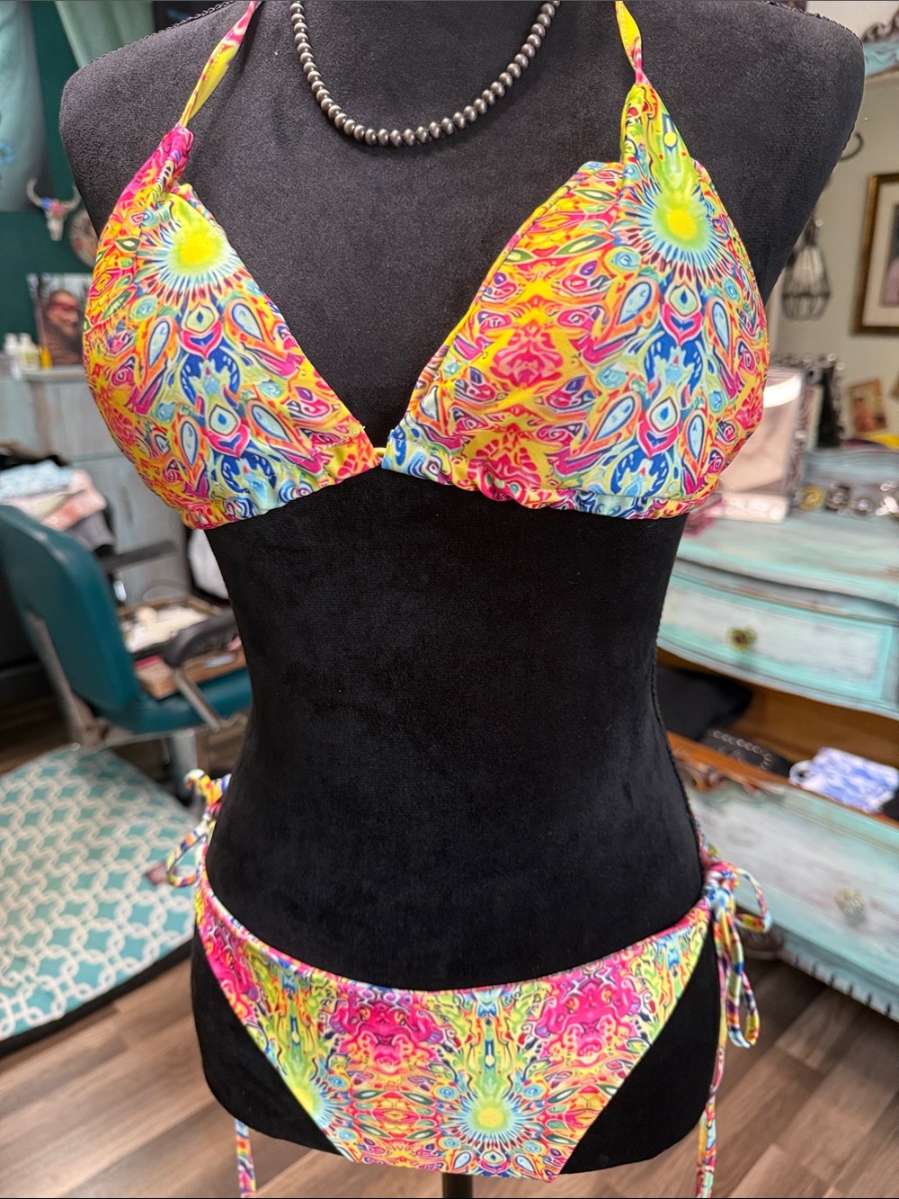 SHEIN Multicolor Tie-Side Triangle Bikini